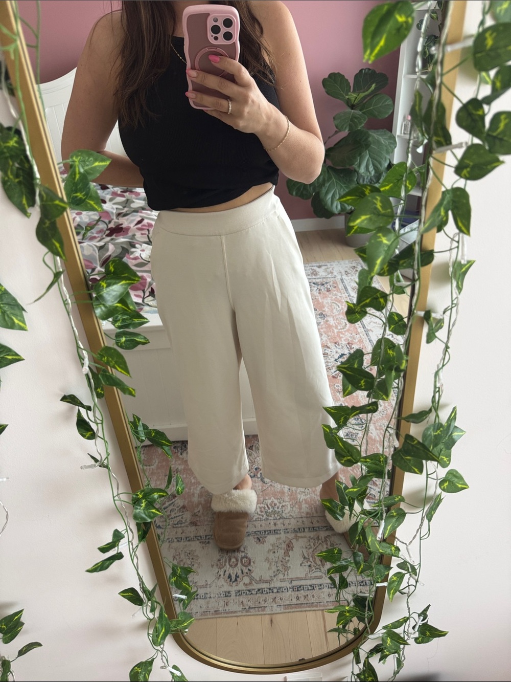 lululemon athletica Cream Wide-Leg Cropped Pants